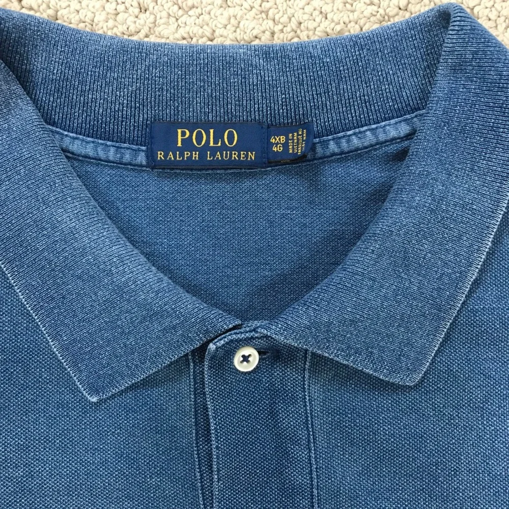 Polo Ralph Lauren Mens 4XB Blue Pique Cotton Short Sleeve Pony Logo Polo Shirt